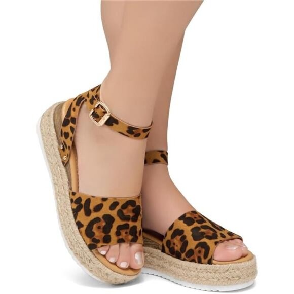 Womens Legossa Platform Sandals - Open Toe Ankle Strap Espadrilles - Picture 6 of 6